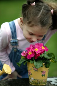 girl with flowers